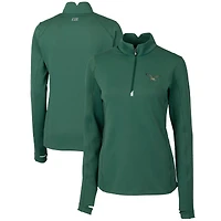 Women's Cutter & Buck Green Philadelphia Eagles Throwback Logo Traverse Stretch Quarter-Zip Pullover Top
