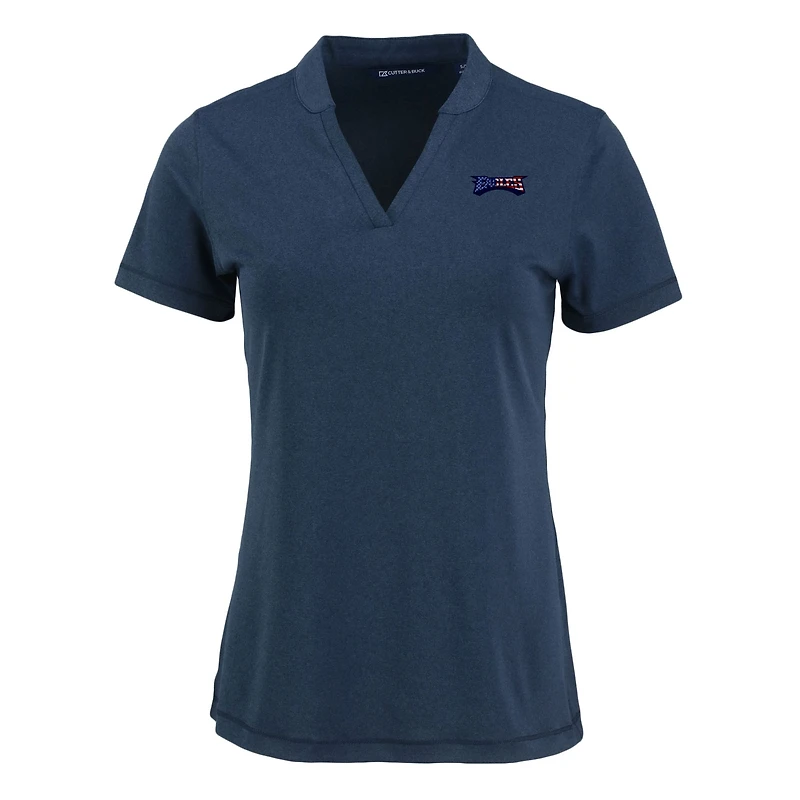 Polo à col en V DryTec Forge Stretch Blade pour femme, bleu marine chiné Cutter & Buck, Philadelphia Eagles