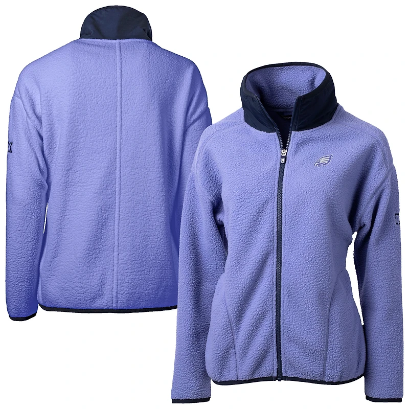 Women's Cutter & Buck Purple Philadelphia Eagles Cascade Eco Fleece Full-Zip Jacket