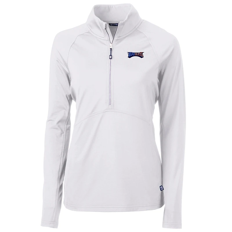 Women's Cutter & Buck White Philadelphia Eagles Adapt Eco Knit Stretch Recycled Half-Zip Pullover Top