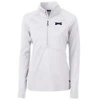 Women's Cutter & Buck White Philadelphia Eagles Adapt Eco Knit Stretch Recycled Half-Zip Pullover Top