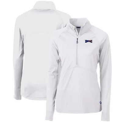 Women's Cutter & Buck White Philadelphia Eagles Adapt Eco Knit Stretch Recycled Half-Zip Pullover Top