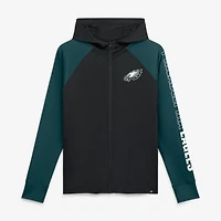 Sweat à capuche zippé raglan noir/vert nuit Philadelphia Eagles Cornerback Blitz pour femme (Fanatics)