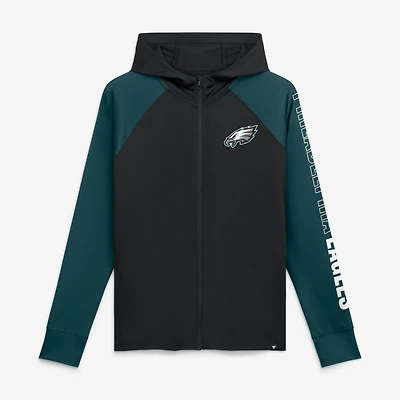 Women's Fanatics Black/Midnight Green Philadelphia Eagles Cornerback Blitz​ Raglan Full-Zip Hoodie
