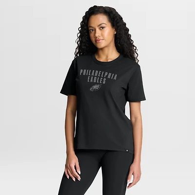 T-shirt noir Fanatics pour femme, motif héritage des Philadelphia Eagles, Blackout Kneel Down