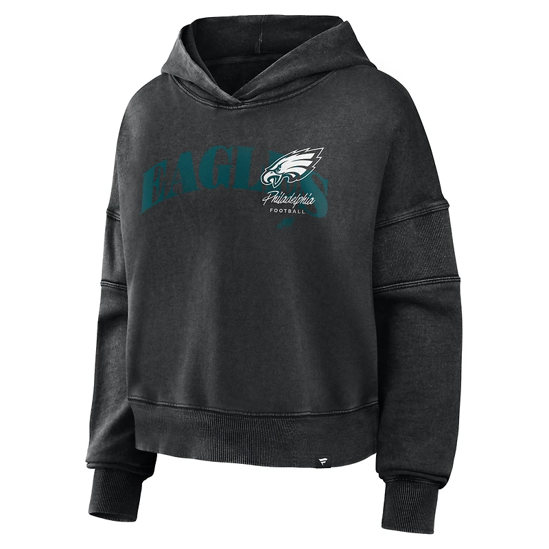 Women's Fanatics Black Philadelphia Eagles Counter Run Pullover Hoodie