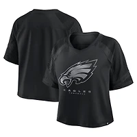 Women's Fanatics Black Philadelphia Eagles Oversized Cornerback Blitz Raglan V-Neck T-Shirt