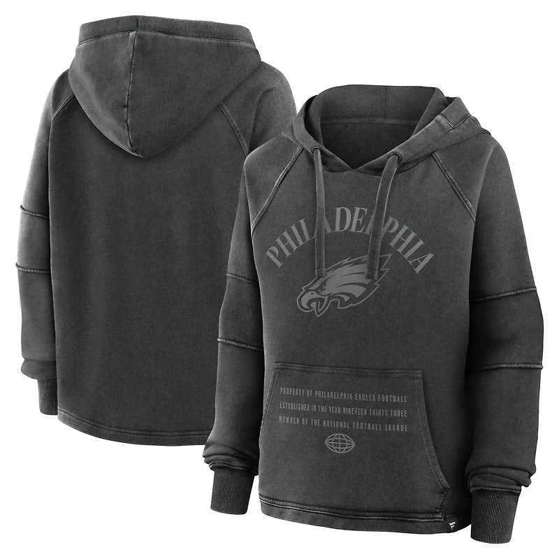 Women's Fanatics Black Philadelphia Eagles Oversized Raglan Gridiron Hoodie