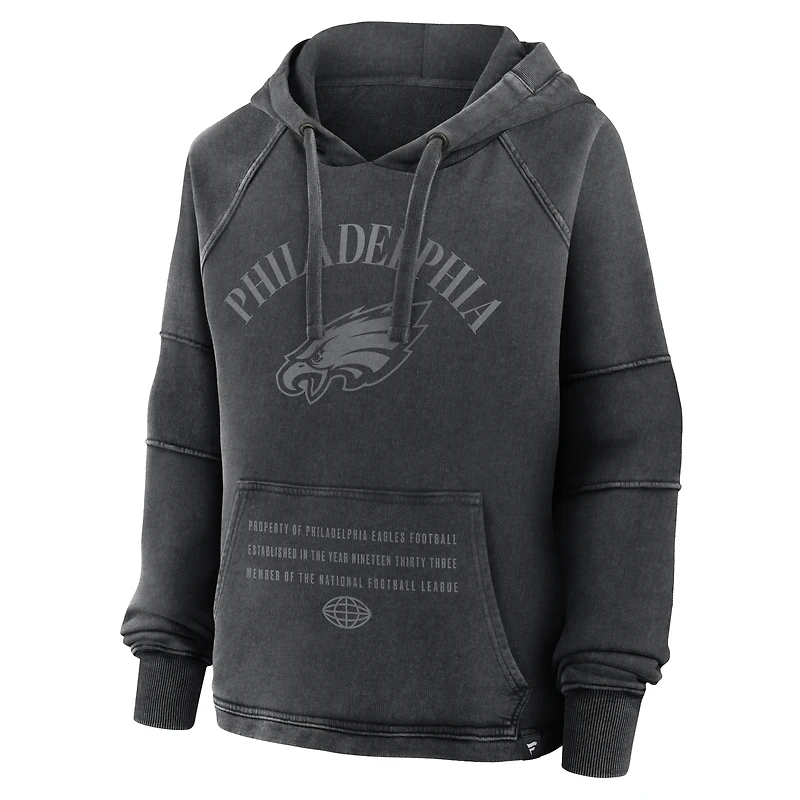Sweat à capuche surdimensionné noir manches raglan pour femme Fanatics Philadelphia Eagles