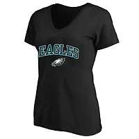 Women's Fanatics Black Philadelphia Eagles Plus Arch Over Logo V-Neck T-Shirt