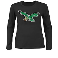 T-shirt à manches longues et col rond pour femme Fanatics Black Philadelphia Eagles grande taille