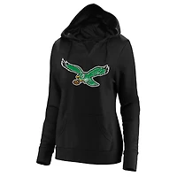 Sweat à capuche col en V avec logo rétro noir de grande taille pour femmes Fanatics Philadelphia Eagles