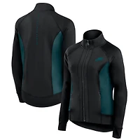 Veste de survêtement sport ajustée et entièrement zippée Fanatics pour femmes, noire, Philadelphia Eagles Studio