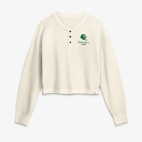 Women's Fanatics Cream Philadelphia Eagles Relaxed Cropped Long Sleeve Shirt