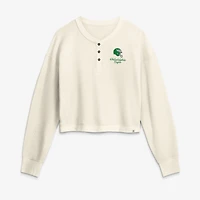 Women's Fanatics Cream Philadelphia Eagles Relaxed Cropped Long Sleeve Shirt