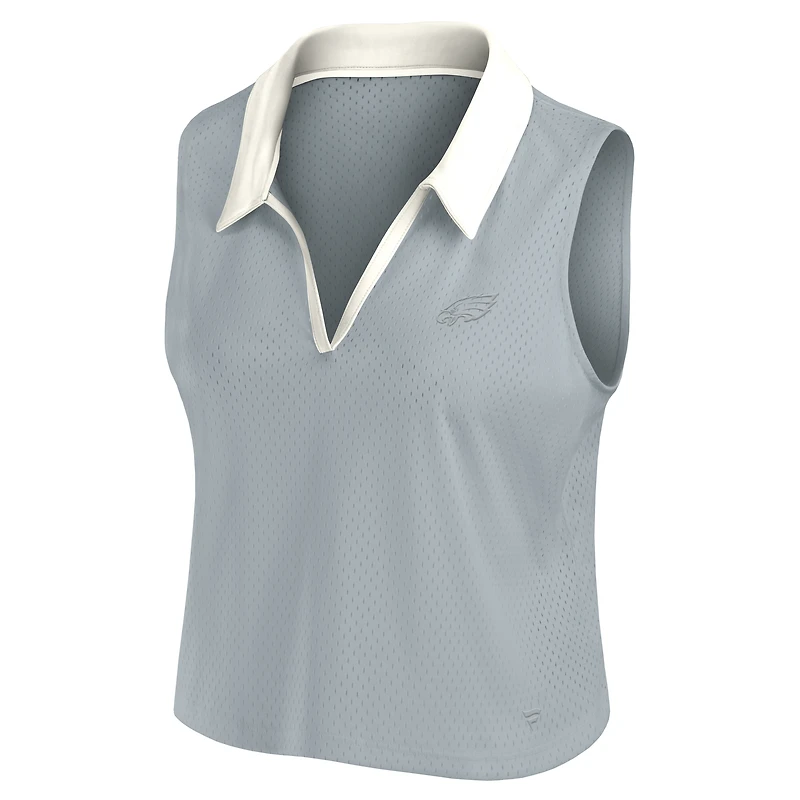 Débardeur à col en V gris Fanatics pour femme des Philadelphia Eagles Studio Wellness