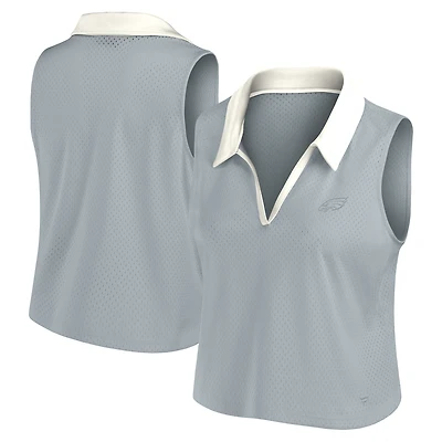 Débardeur à col en V gris Fanatics pour femme des Philadelphia Eagles Studio Wellness