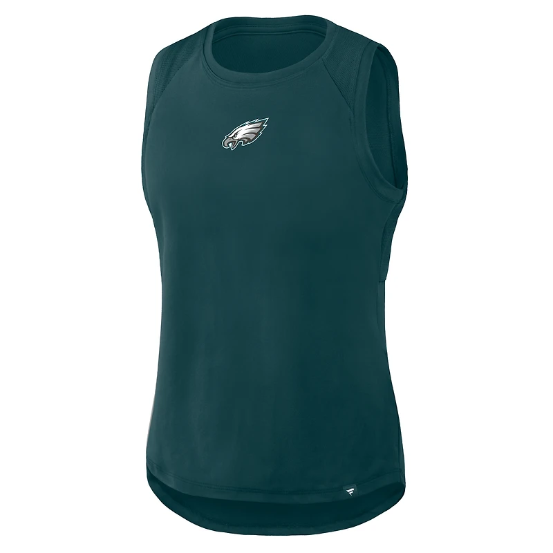 Women's Fanatics Green Philadelphia Eagles Draped Mesh Back Performance Tank Top