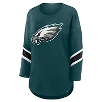 T-shirt Fanatics vert pour femme, grande taille, manches 3/4, col rond, Philadelphia Eagles, Redzone