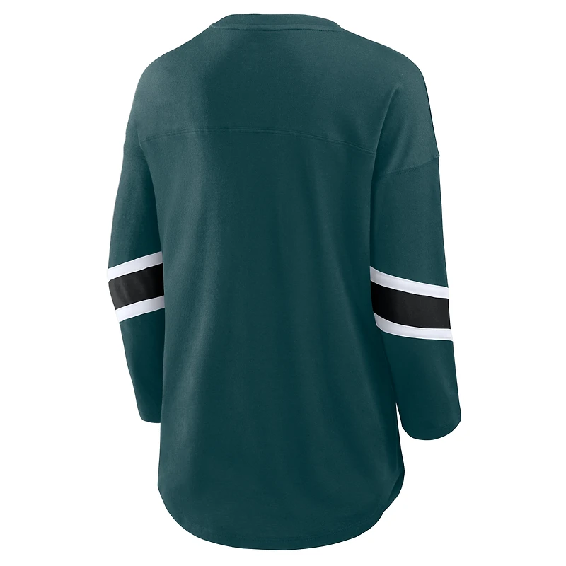 T-shirt Fanatics vert à manches 3/4 pour femme, Redzone, Philadelphia Eagles