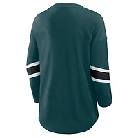 T-shirt Fanatics vert à manches 3/4 pour femme, Redzone, Philadelphia Eagles