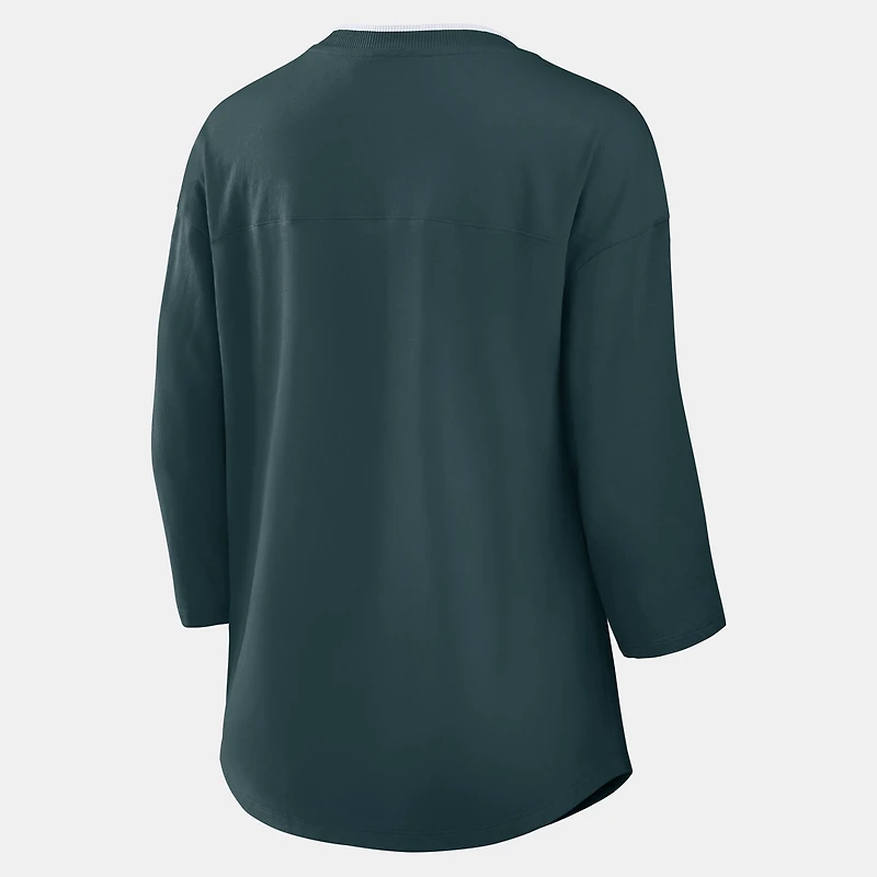 Women's Fanatics Green Philadelphia Eagles Team First Deceptive Juke 3/4-Sleeve V-Neck T-Shirt
