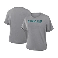 T-shirt boxy tri-blend gris chiné pour femme, motif Swing Pass des Eagles de Philadelphie