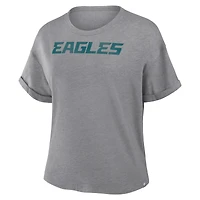 T-shirt boxy tri-blend gris chiné pour femme, motif Swing Pass des Eagles de Philadelphie