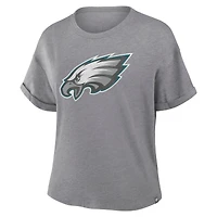 Women's Fanatics Heather Gray Philadelphia Eagles Tribute Tri-Blend Boxy T-Shirt