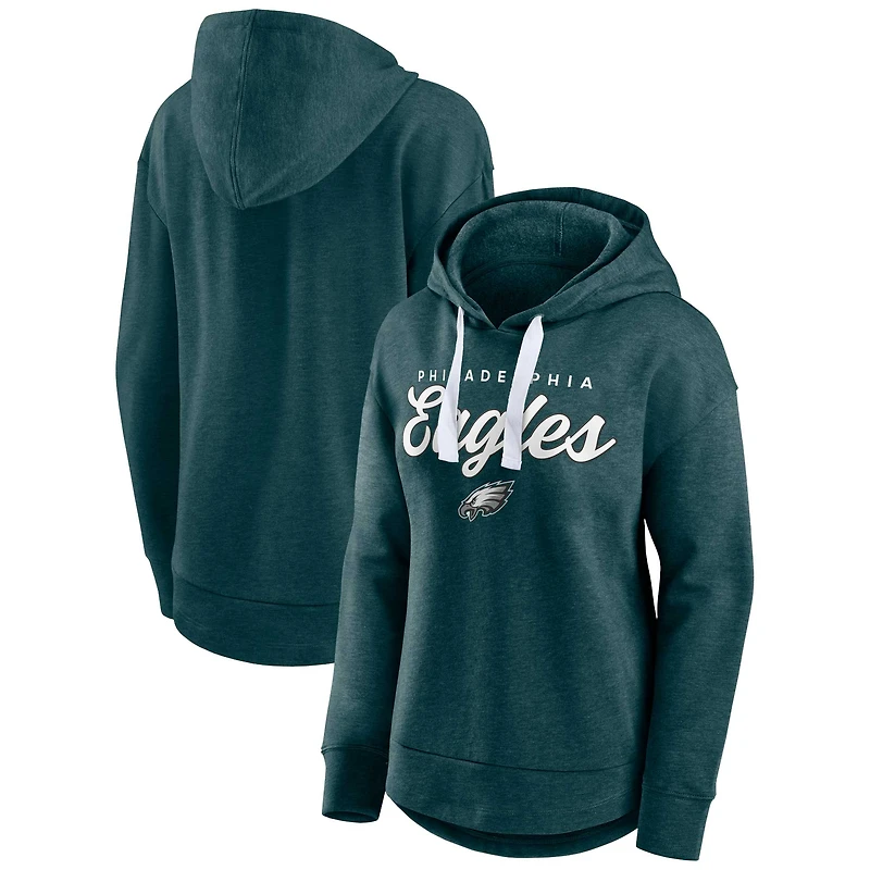 Women's Fanatics Heather Midnight Green Philadelphia Eagles Set To Fly Pullover Hoodie
