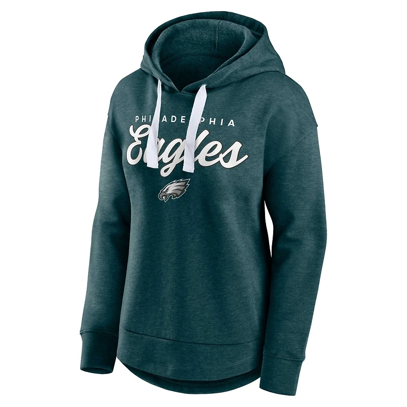 Women's Fanatics Heather Midnight Green Philadelphia Eagles Set To Fly Pullover Hoodie