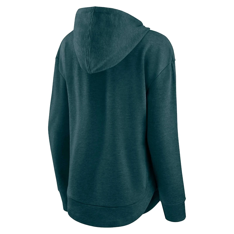 Women's Fanatics Heather Midnight Green Philadelphia Eagles Set To Fly Pullover Hoodie