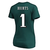 Women's Fanatics Jalen Hurts Midnight Green Philadelphia Eagles Plus Name & Number V-Neck T-Shirt