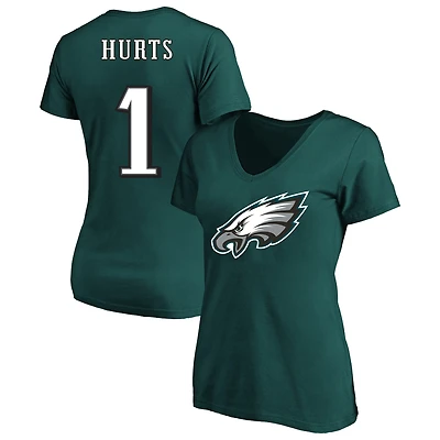 Women's Fanatics Jalen Hurts Midnight Green Philadelphia Eagles Plus Name & Number V-Neck T-Shirt