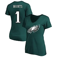 Women's Fanatics Jalen Hurts Midnight Green Philadelphia Eagles Plus Name & Number V-Neck T-Shirt