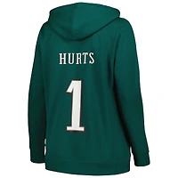 Women's Fanatics Jalen Hurts Midnight Green Philadelphia Eagles Plus Player Name & Number V-Neck Hoodie