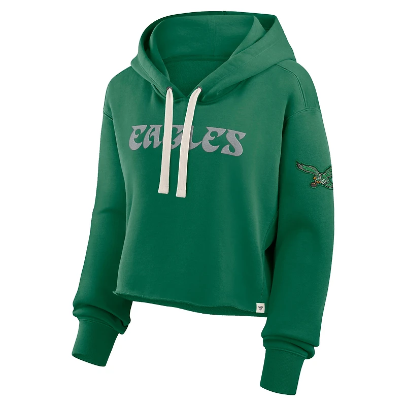 Sweat à capuche court surdimensionné Fanatics Kelly Green Philadelphia Eagles pour femmes