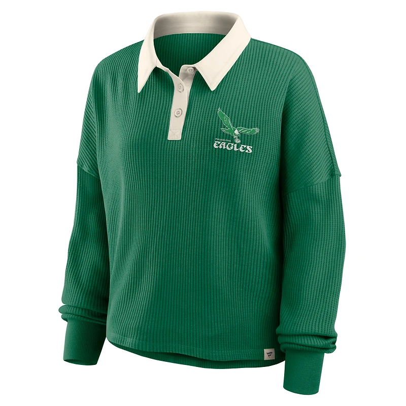 T-shirt thermique surdimensionné à manches longues pour femme Fanatics Kelly Green Philadelphia Eagles