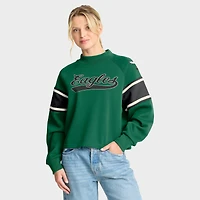 Women's Fanatics Kelly Green Philadelphia Eagles Oversized Hometown Toss Sweep Mock Neck Pullover