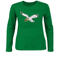 T-shirt à manches longues Fanatics Kelly Green Philadelphia Eagles pour femmes, grande taille, logo principal