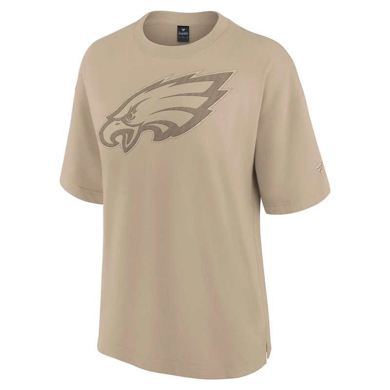 T-shirt surdimensionné Fanatics kaki pour femme avec logo des Philadelphia Eagles