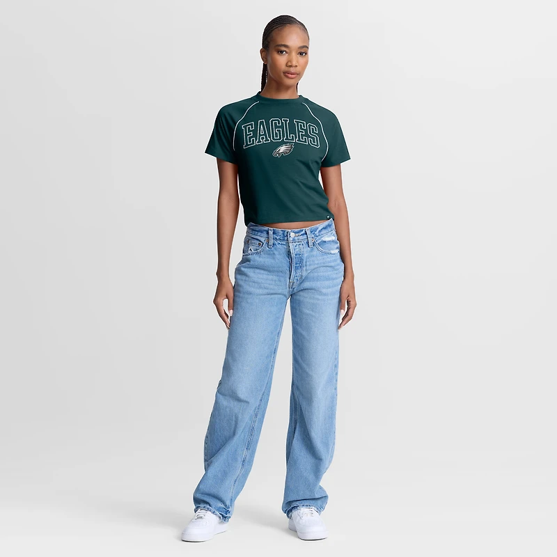 Women's Fanatics Midnight Green Philadelphia Eagles Offensive Scheme Raglan Tri-Blend Cropped Top