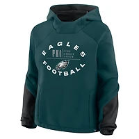 Women's Fanatics Midnight Green Philadelphia Eagles Oversized Redzone Bubble Screen Pullover Hoodie