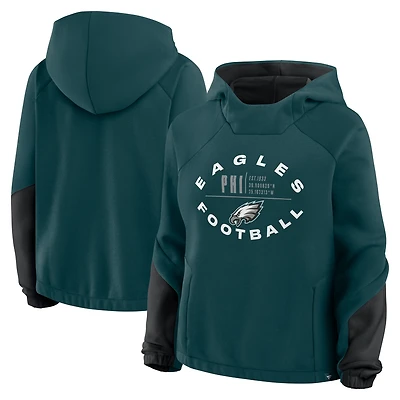Sweat à capuche surdimensionné Redzone Bubble Screen pour femmes Fanatics Midnight Green Philadelphia Eagles