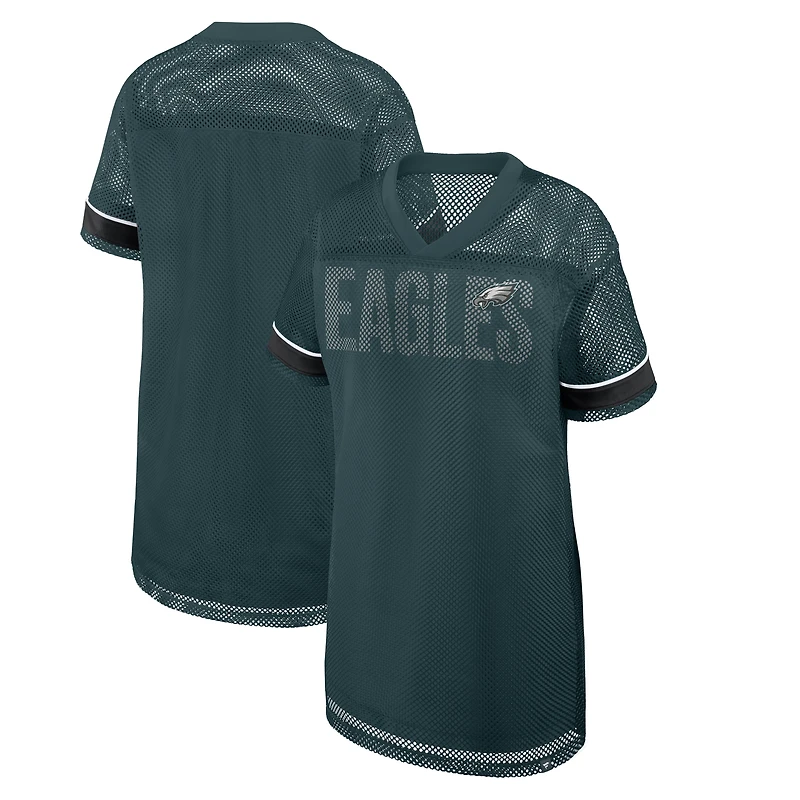 Women's Fanatics Midnight Green Philadelphia Eagles Oversized Mesh V-Neck Dress
