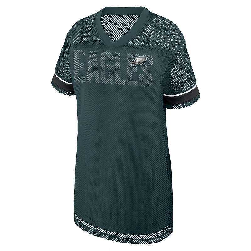 Women's Fanatics Midnight Green Philadelphia Eagles Oversized Mesh V-Neck Dress