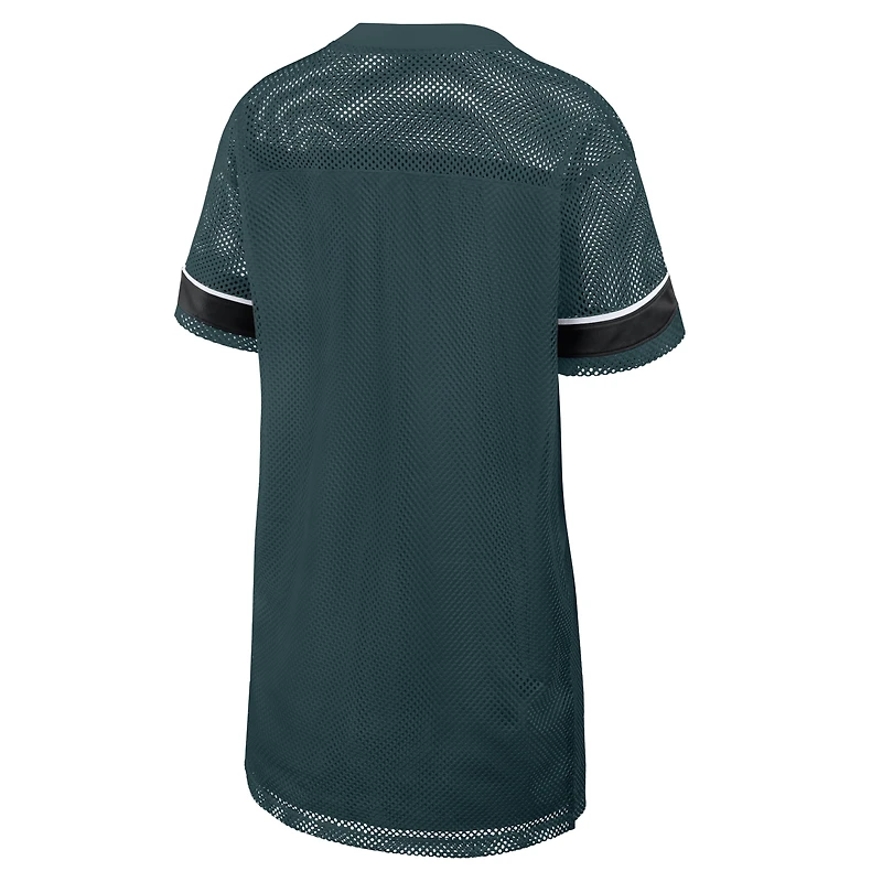 Robe oversize en maille vert nuit Philadelphia Eagles pour femme, de la marque Fanatics, à col V.