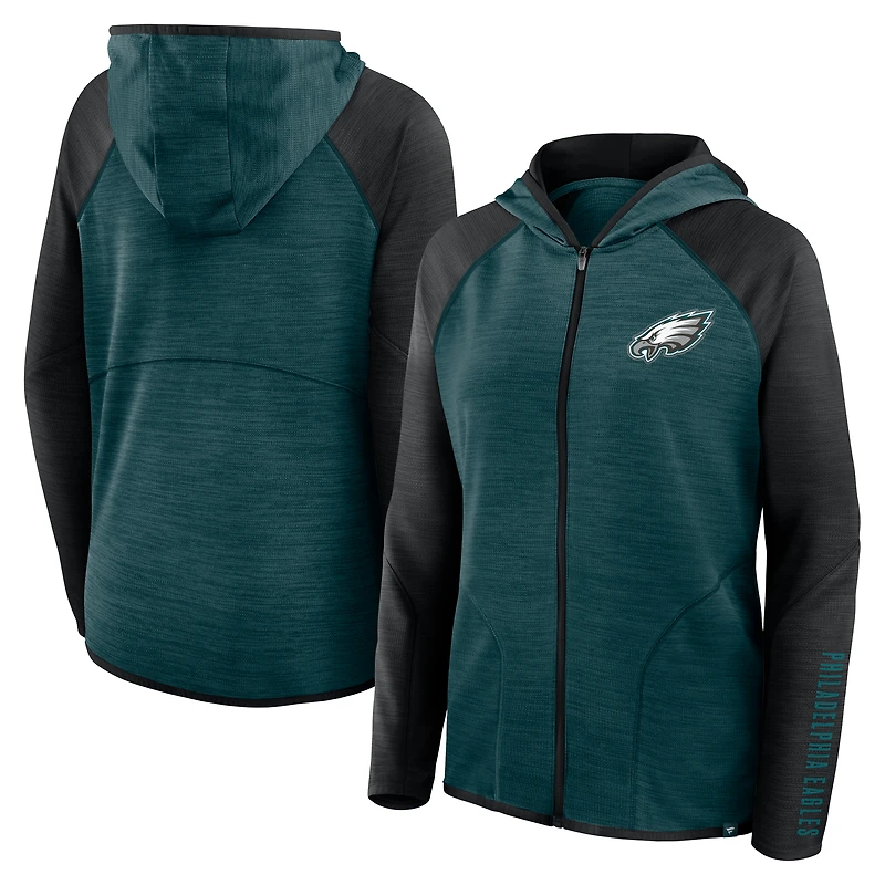 Women's Fanatics Midnight Green Philadelphia Eagles Plus End Around Pass Full-Zip Hoodie