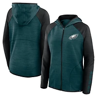 Women's Fanatics Midnight Green Philadelphia Eagles Plus End Around Pass Full-Zip Hoodie