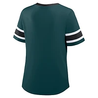 T-shirt à lacets et col en V pour femme Fanatics, vert nuit, Philadelphia Eagles, grande taille, Red Zone Athena